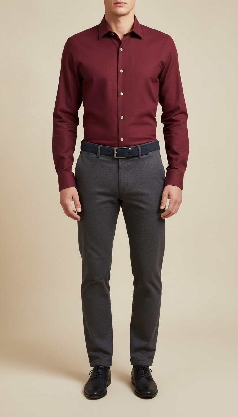 Urban Burgundy Smart-casual Shirt